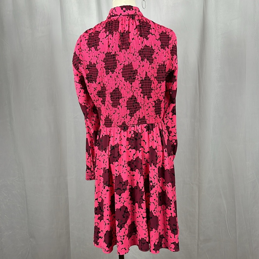 Kate Spade New York Bubble Dot Smocked Dress in Rhubarb Jam. - Picture 6 of 16